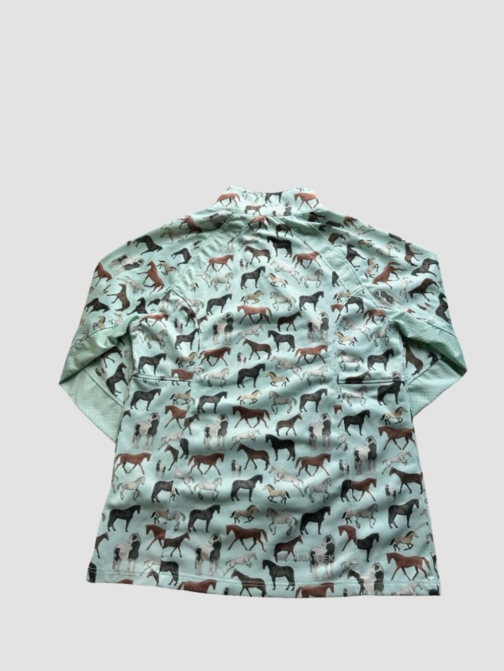 Ariat Tek Girls Quarter Zip Horse Print Mint Green Equestrian Baselayer M - Picture 6 of 10